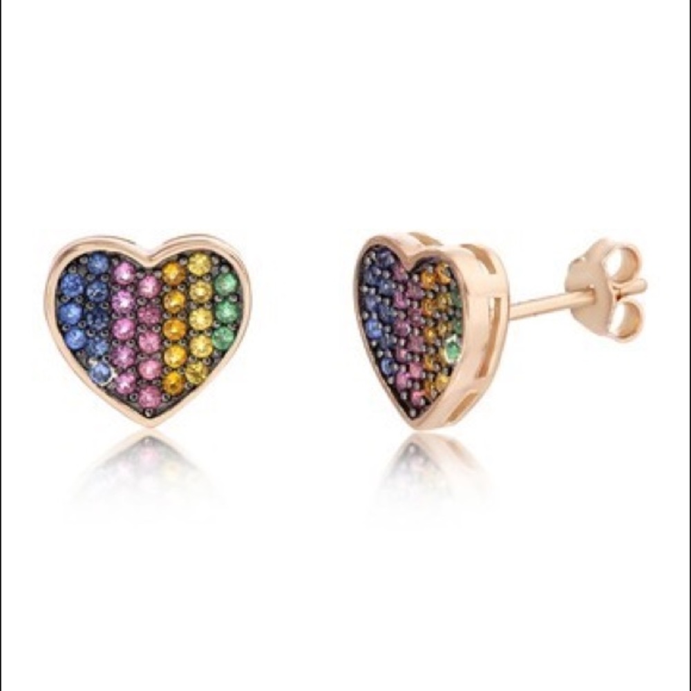 CZ HEART EARRING MultiColor Gold Plated valentine